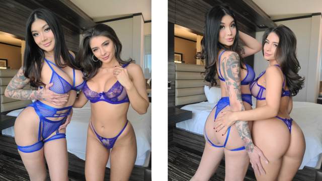 Asian Princess Brenna Sparks and Hot Latina Tru Kait Share Huge Cock in Steamy Threesome
