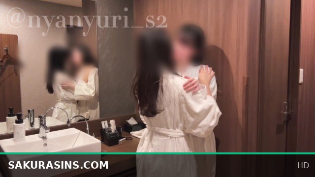 Amateur Japanese Lesbian Couple Gets Intimate in the Bathroom Together