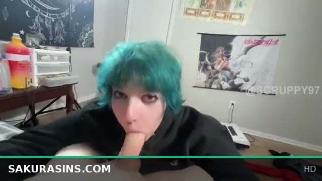 Emo Girl Sucks Big Dick with Huge Tits and Takes a Facial Creaming