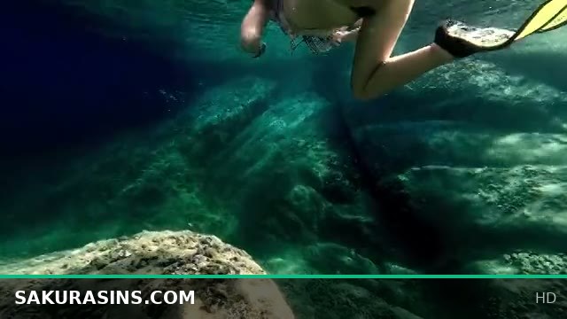 Hot Wife Goes Nude Underwater Snorkeling with Butt Plug On and Panties Off